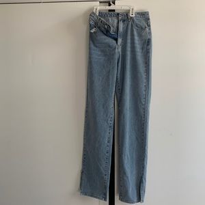 high waisted jeans, size 6, good if your tall! slits at calf